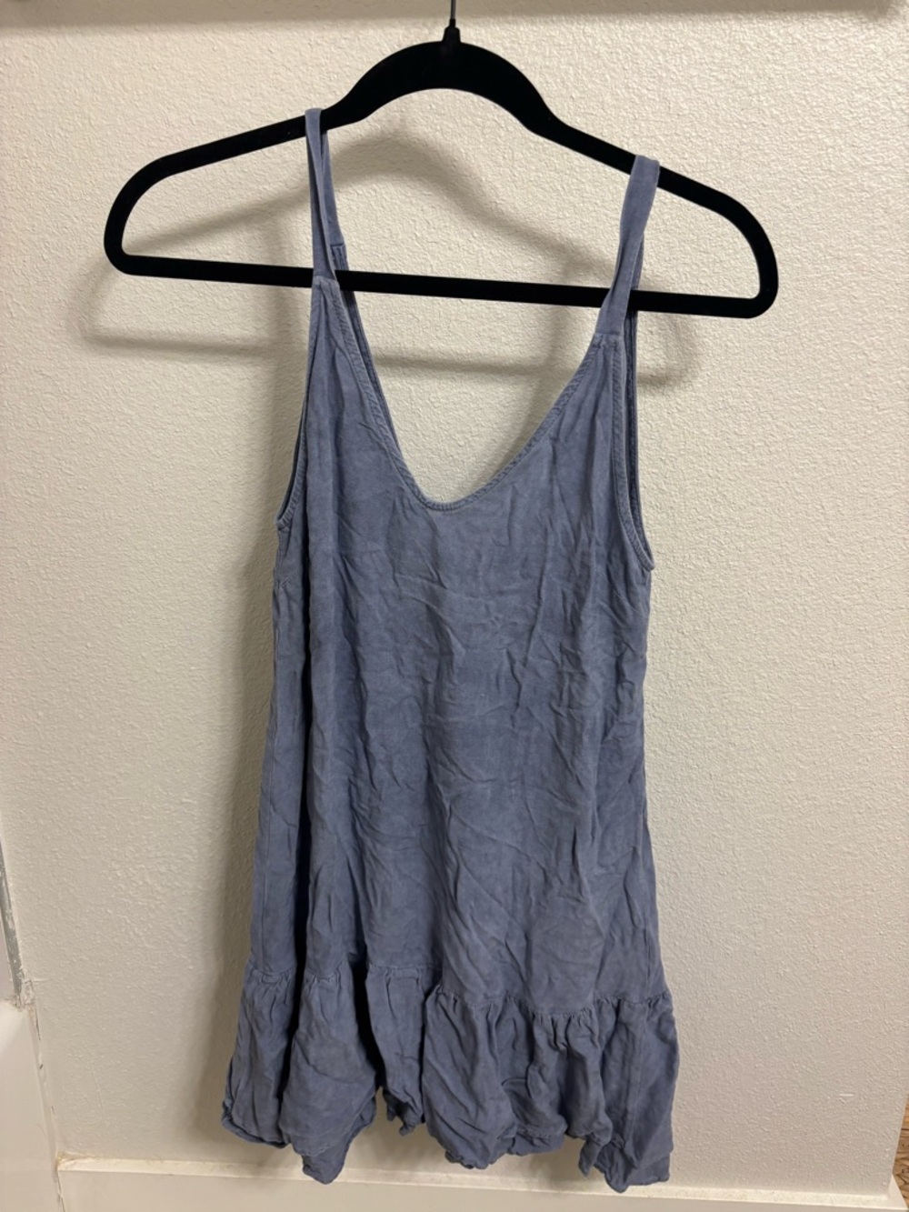 Newbury Kustom Dusty Blue Ruffle-Hem short dress
